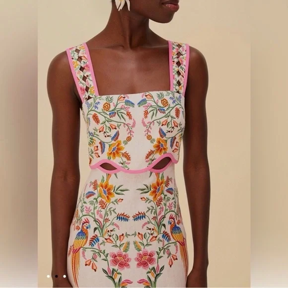 Farm Rio Delicate Forest Pink Mini Dress NWT - Picture 2 of 14